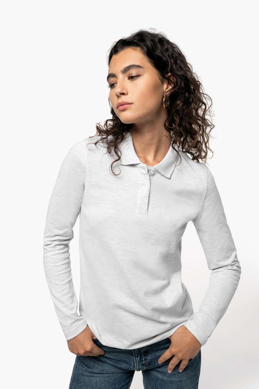LADIES' LONG-SLEEVED POLO SHIRT - Black - Model