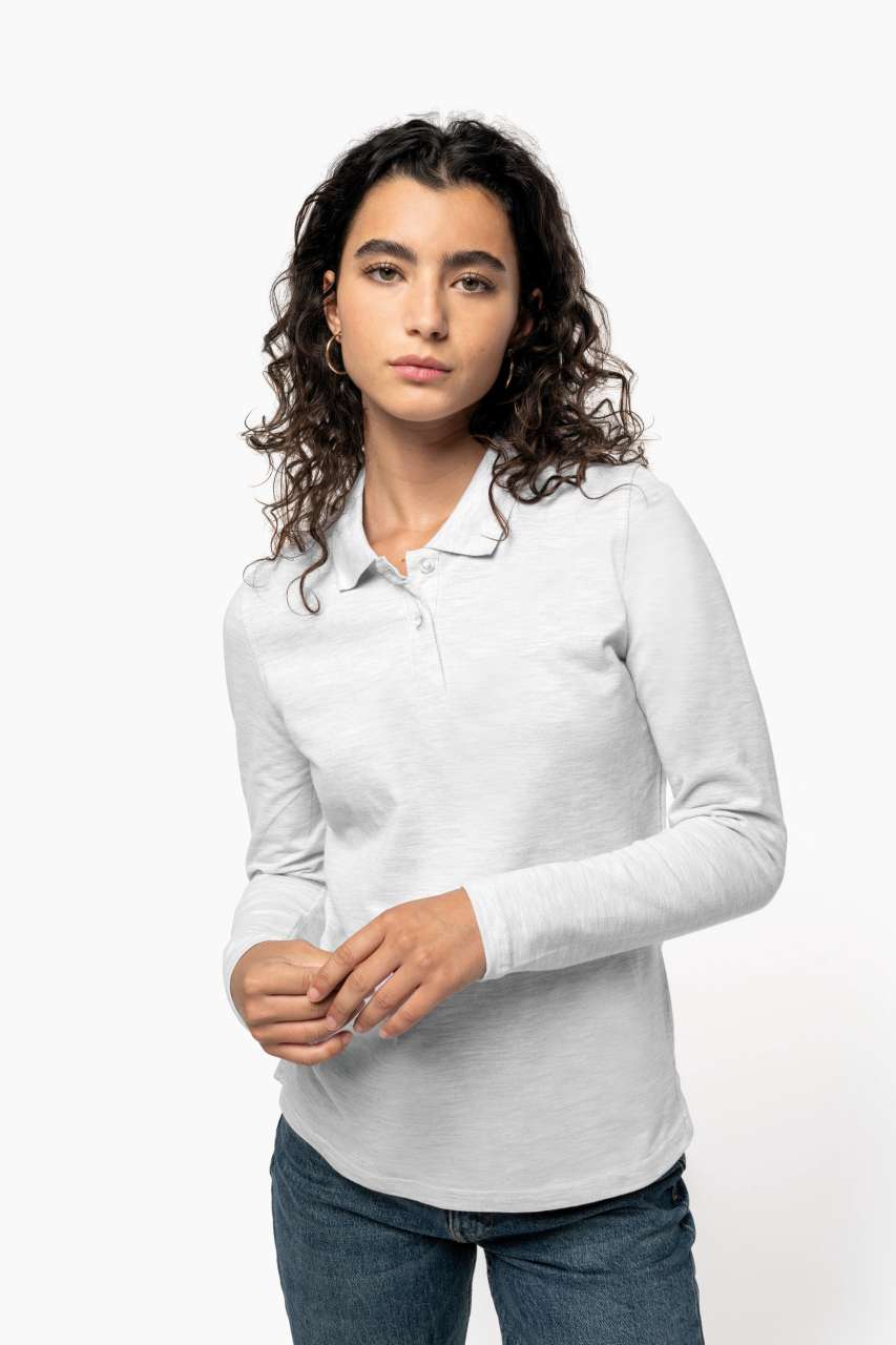 LADIES' LONG-SLEEVED POLO SHIRT - Dark Khaki - Additional