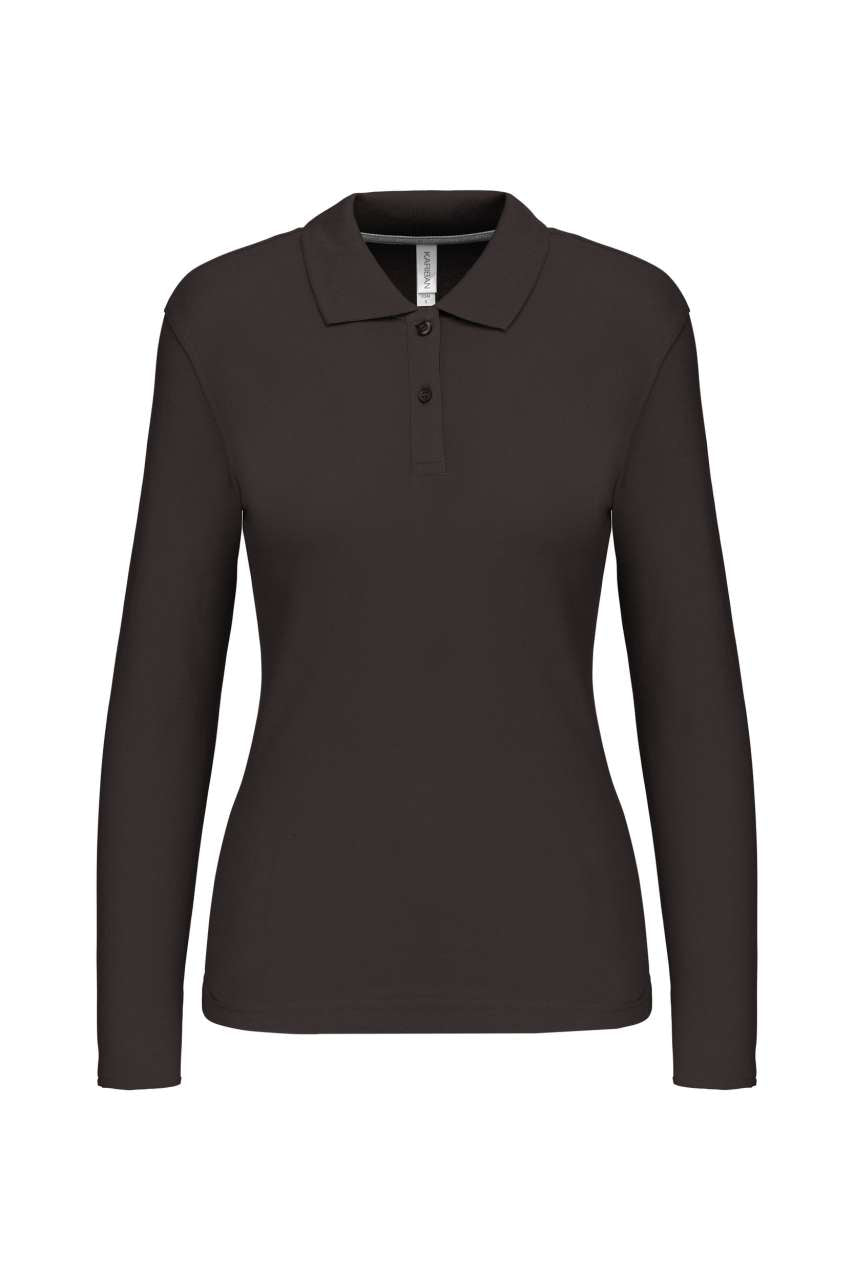 LADIES' LONG-SLEEVED POLO SHIRT - Dark Grey - Main
