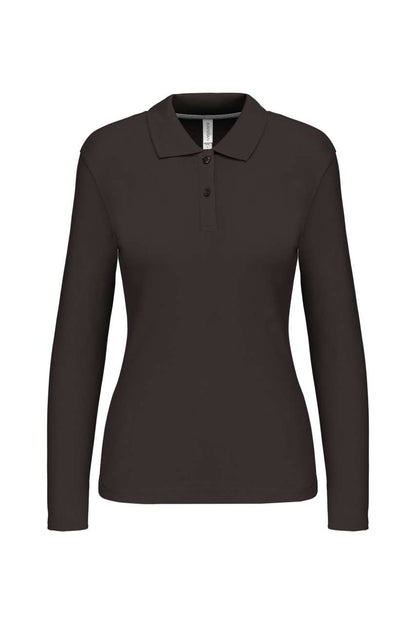 LADIES' LONG-SLEEVED POLO SHIRT - Dark Grey - Main