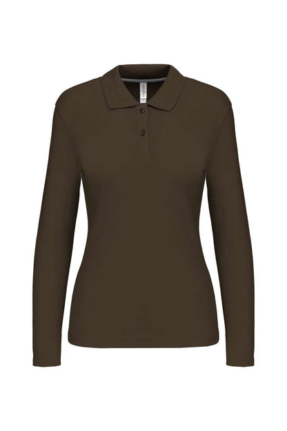 LADIES' LONG-SLEEVED POLO SHIRT - Dark Khaki - Main