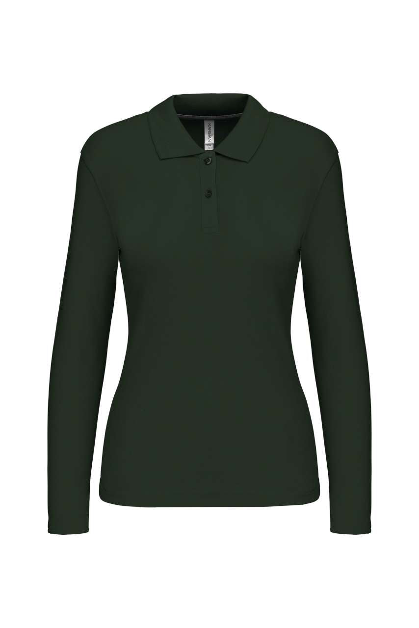 LADIES' LONG-SLEEVED POLO SHIRT - Forest Green - Main