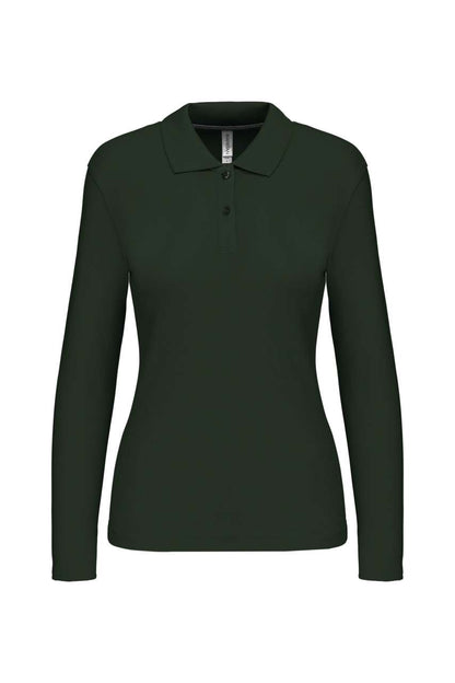 LADIES' LONG-SLEEVED POLO SHIRT - Forest Green - Main