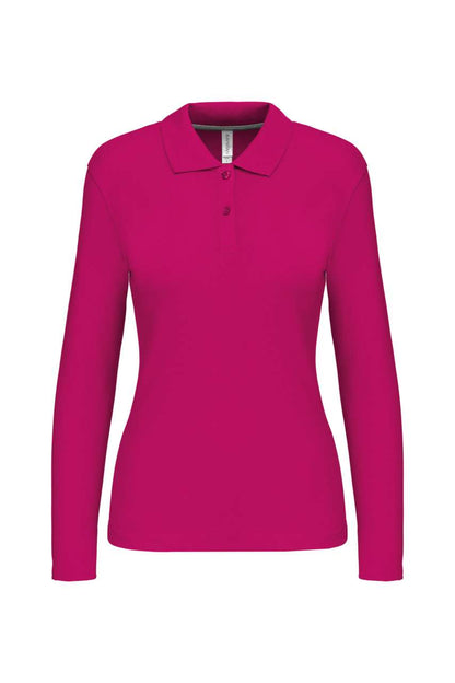 LADIES' LONG-SLEEVED POLO SHIRT - Fuchsia - Main