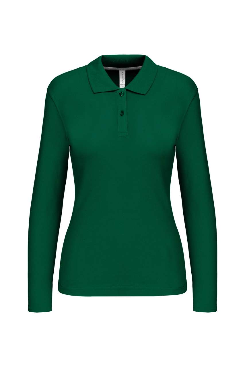 LADIES' LONG-SLEEVED POLO SHIRT - Kelly Green - Main