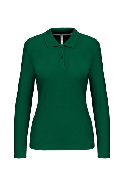 LADIES' LONG-SLEEVED POLO SHIRT - Kelly Green - Main
