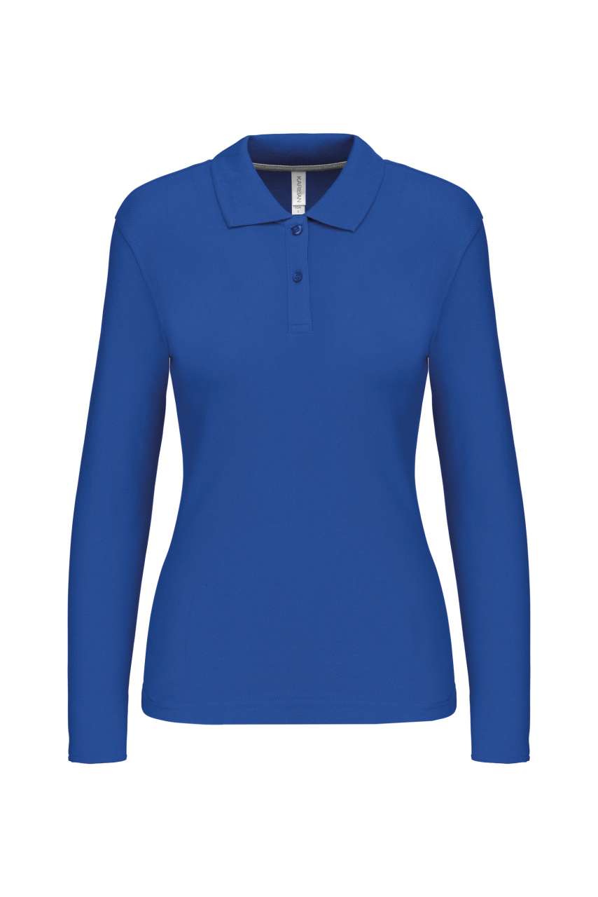 LADIES' LONG-SLEEVED POLO SHIRT - Light Royal Blue - Main