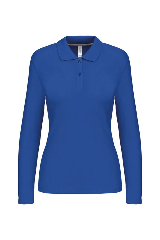 LADIES' LONG-SLEEVED POLO SHIRT - Light Royal Blue - Main