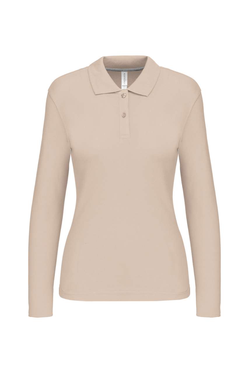 LADIES' LONG-SLEEVED POLO SHIRT - Light Sand - Main