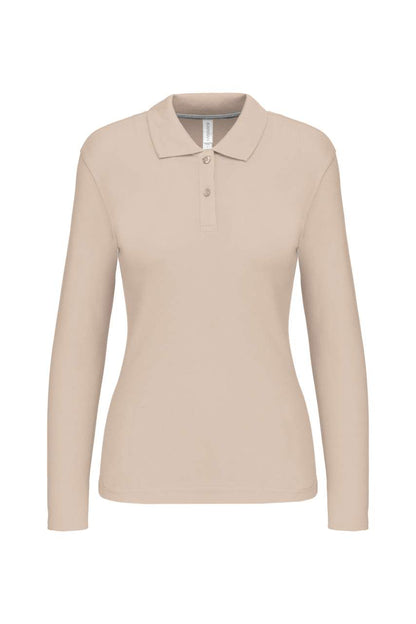 LADIES' LONG-SLEEVED POLO SHIRT - Light Sand - Main