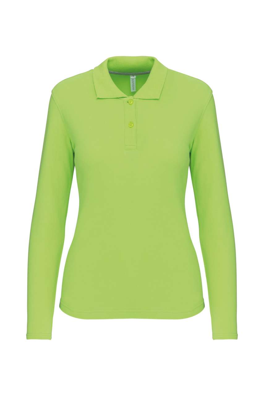 LADIES' LONG-SLEEVED POLO SHIRT - Lime - Main