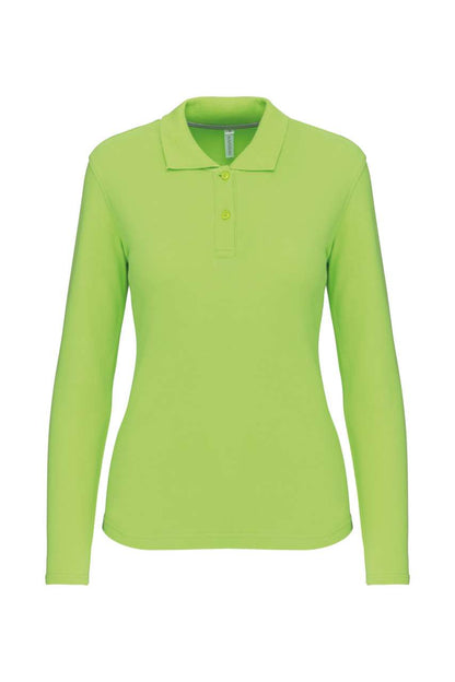 LADIES' LONG-SLEEVED POLO SHIRT - Lime - Main