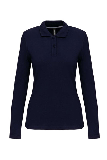 LADIES' LONG-SLEEVED POLO SHIRT - Navy - Main