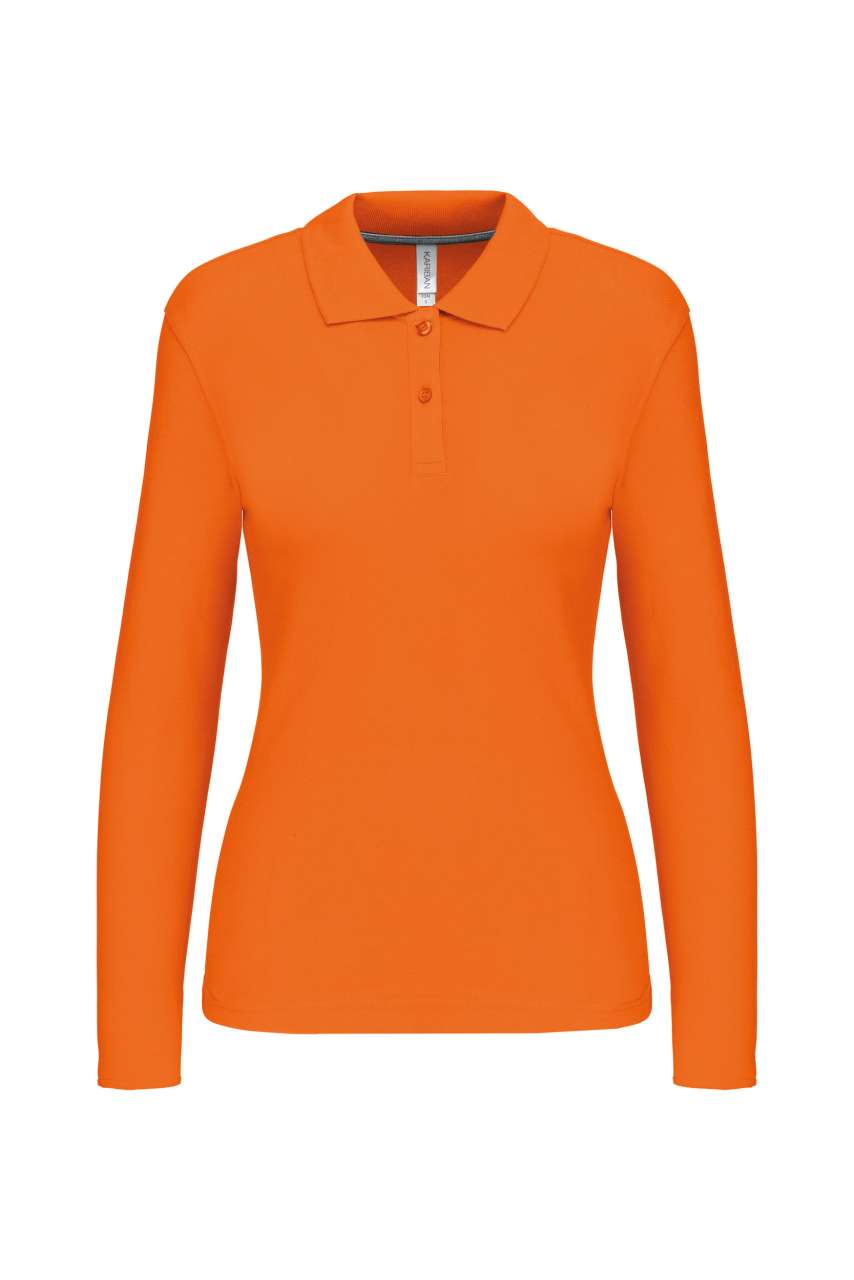 LADIES' LONG-SLEEVED POLO SHIRT - Orange - Main