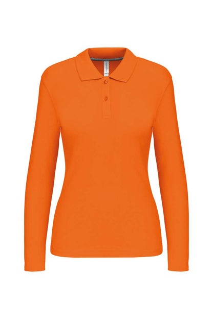 LADIES' LONG-SLEEVED POLO SHIRT - Orange - Main