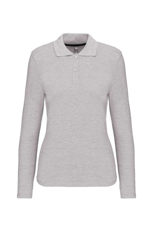 LADIES' LONG-SLEEVED POLO SHIRT - Oxford Grey - Main