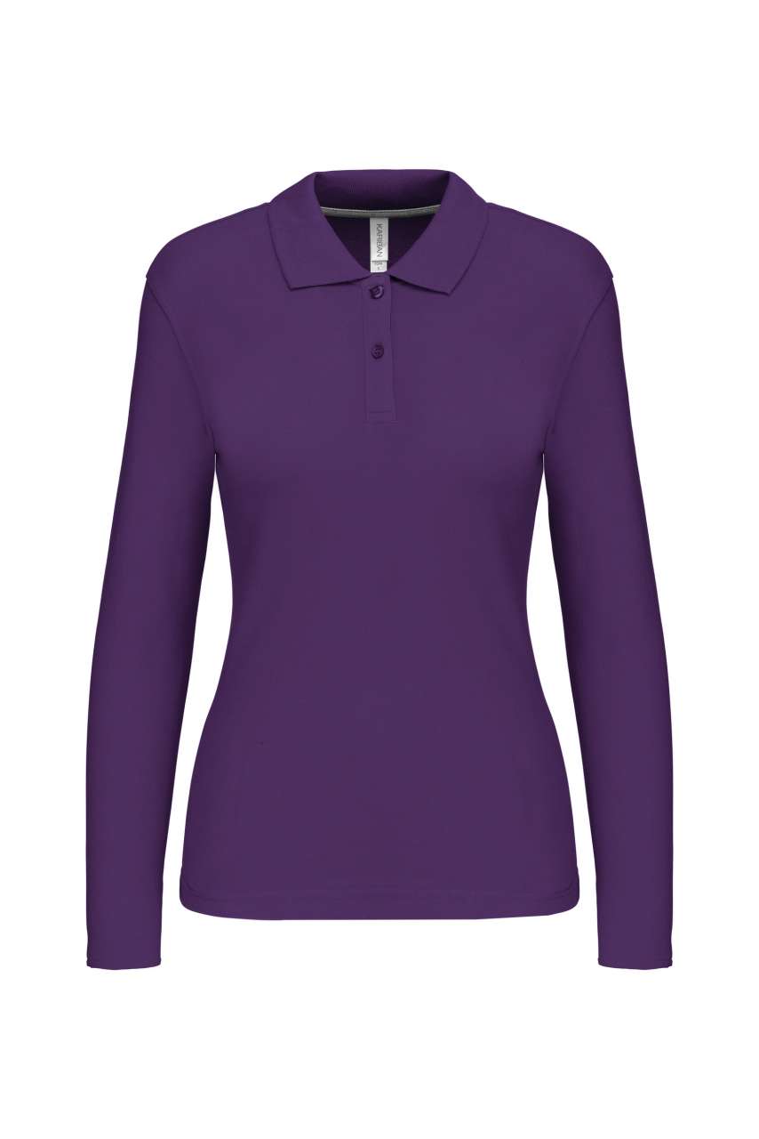 LADIES' LONG-SLEEVED POLO SHIRT - Purple - Main