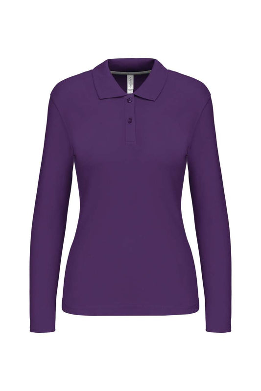 LADIES' LONG-SLEEVED POLO SHIRT - Purple - Main