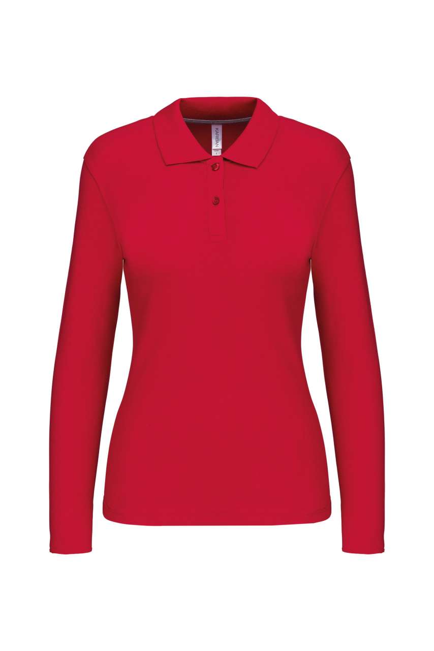 LADIES' LONG-SLEEVED POLO SHIRT - Red - Main