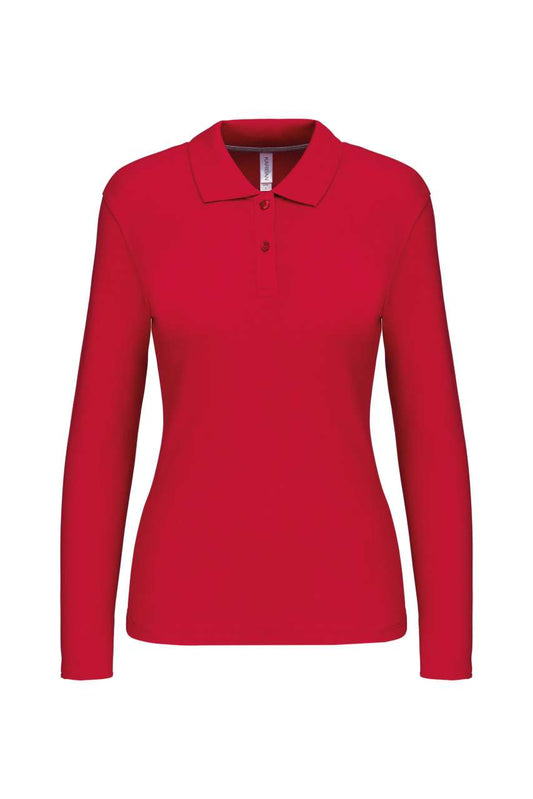 LADIES' LONG-SLEEVED POLO SHIRT - Red - Main