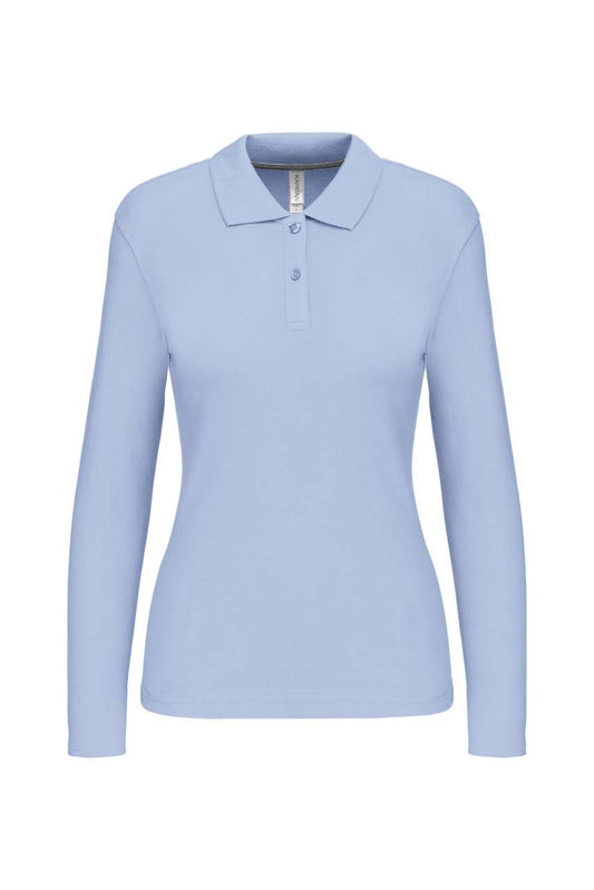 LADIES' LONG-SLEEVED POLO SHIRT - Sky Blue - Main