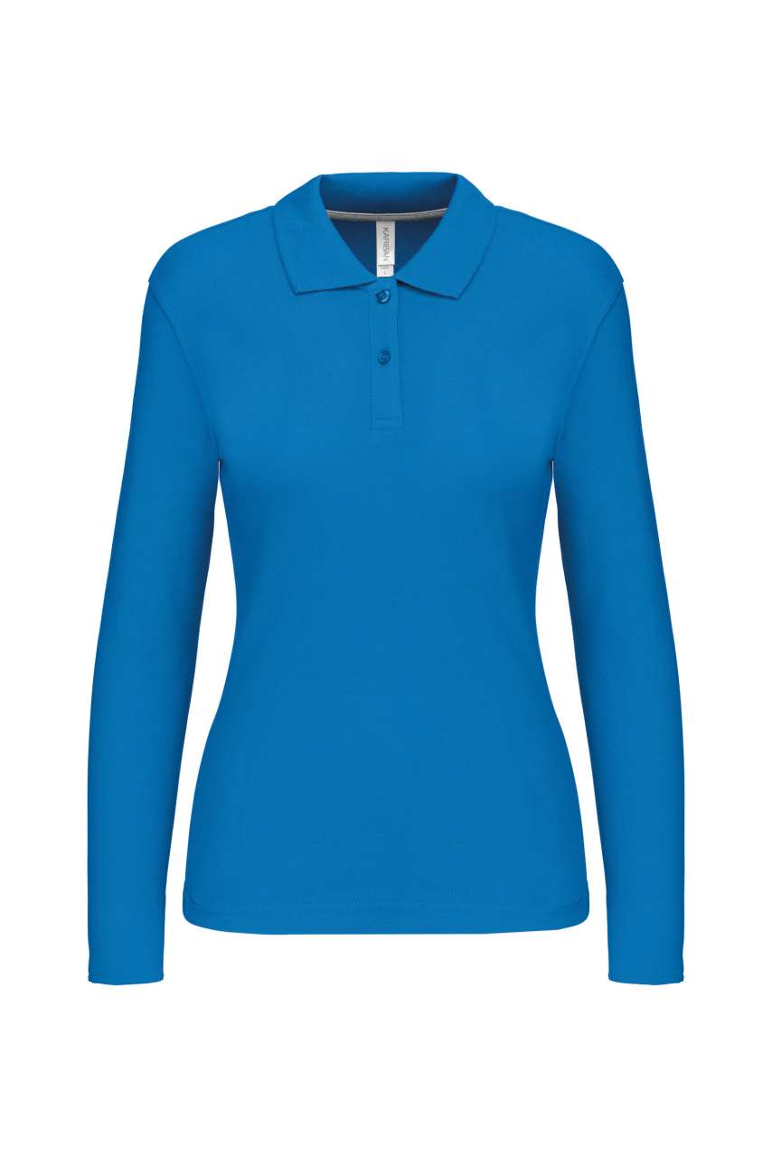 LADIES' LONG-SLEEVED POLO SHIRT - Tropical Blue - Main
