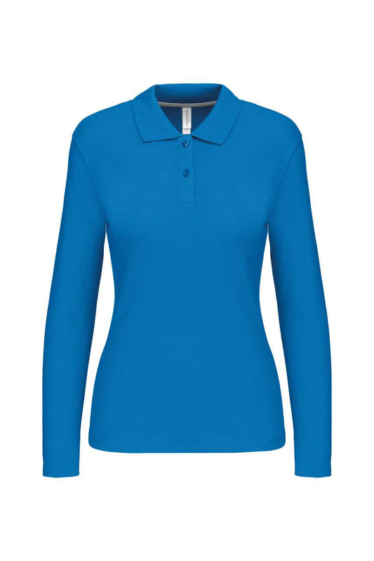LADIES' LONG-SLEEVED POLO SHIRT - Tropical Blue - Main