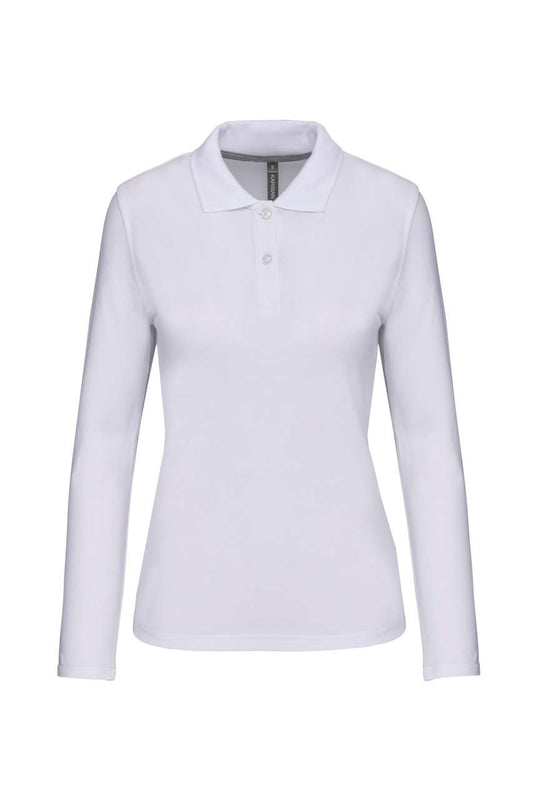 LADIES' LONG-SLEEVED POLO SHIRT - White - Main