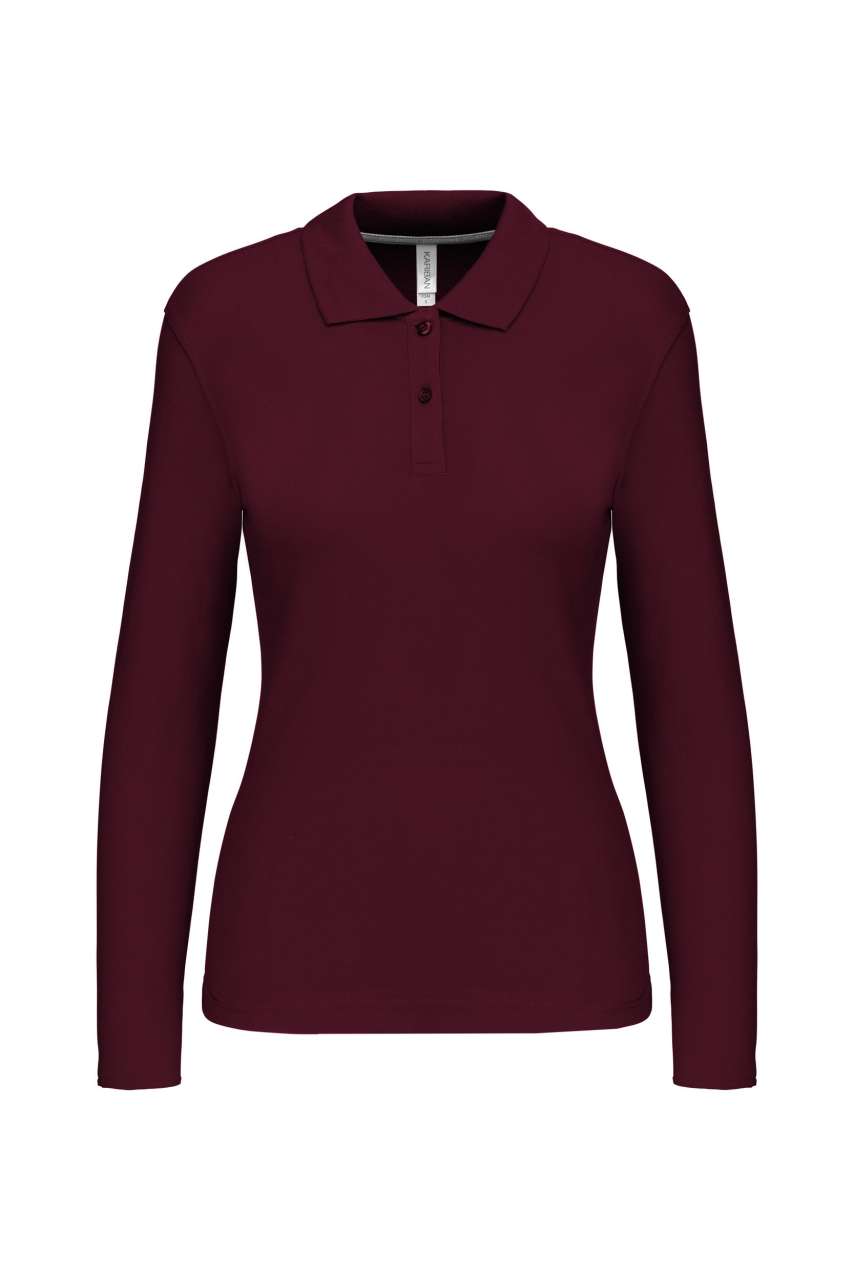 LADIES' LONG-SLEEVED POLO SHIRT - Wine - Main
