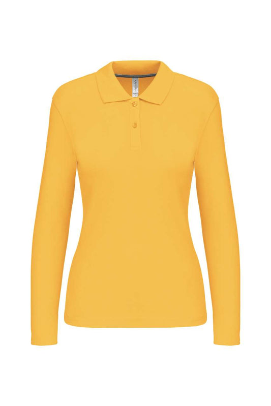 LADIES' LONG-SLEEVED POLO SHIRT - Yellow - Main