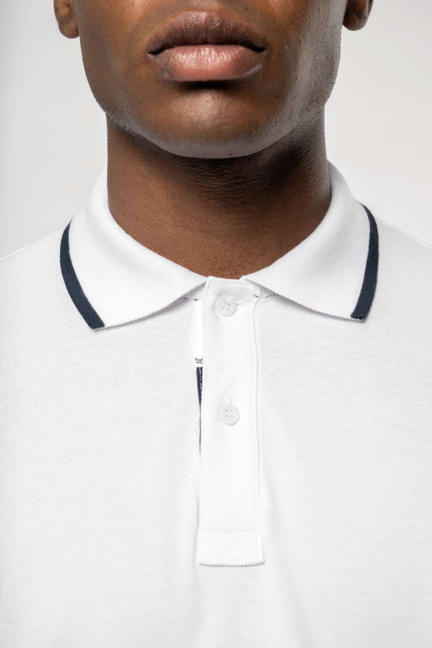 MEN'S SHORT-SLEEVED POLO SHIRT - Light Turquoise/White/Navy - Additional