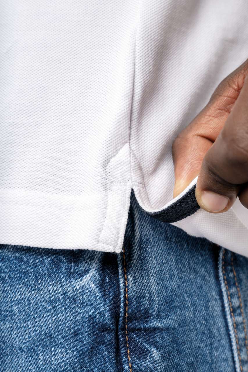 MEN'S SHORT-SLEEVED POLO SHIRT - White/Navy - Additional