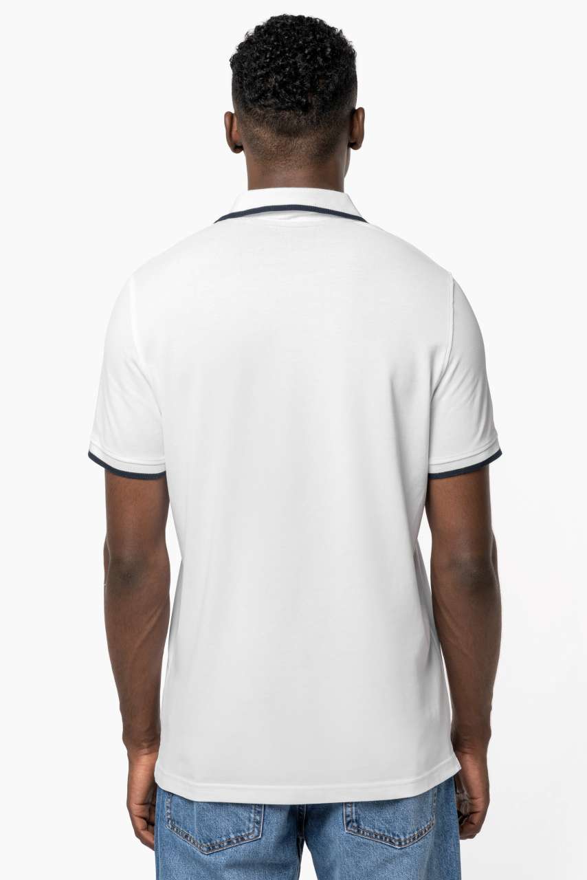 MEN'S SHORT-SLEEVED POLO SHIRT - Light Turquoise/White/Navy - Additional