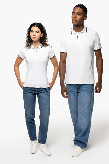 MEN'S SHORT-SLEEVED POLO SHIRT - Light Turquoise/White/Navy - Additional
