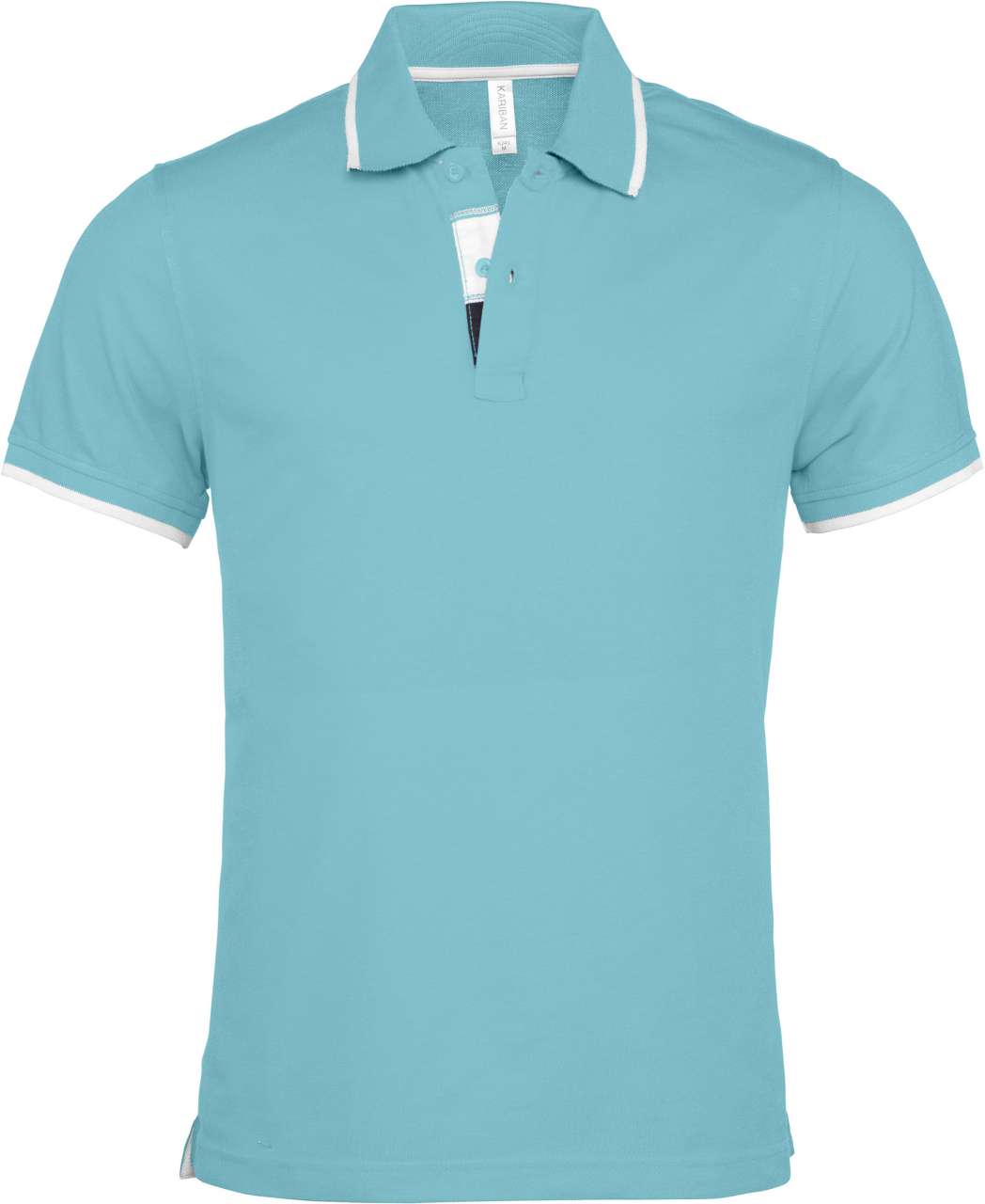 MEN'S SHORT-SLEEVED POLO SHIRT - Light Turquoise/White/Navy - Main