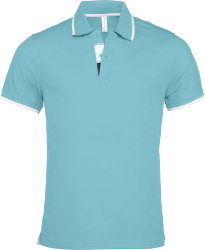 MEN'S SHORT-SLEEVED POLO SHIRT - Light Turquoise/White/Navy - Main