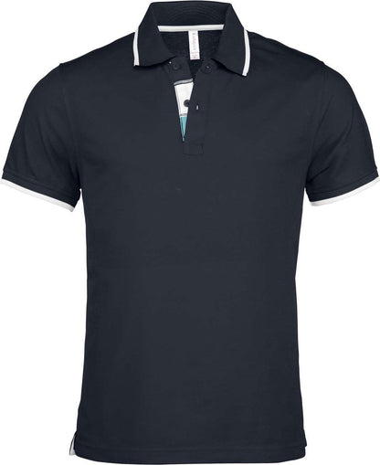 MEN'S SHORT-SLEEVED POLO SHIRT - Navy/White/Light Turquoise - Main