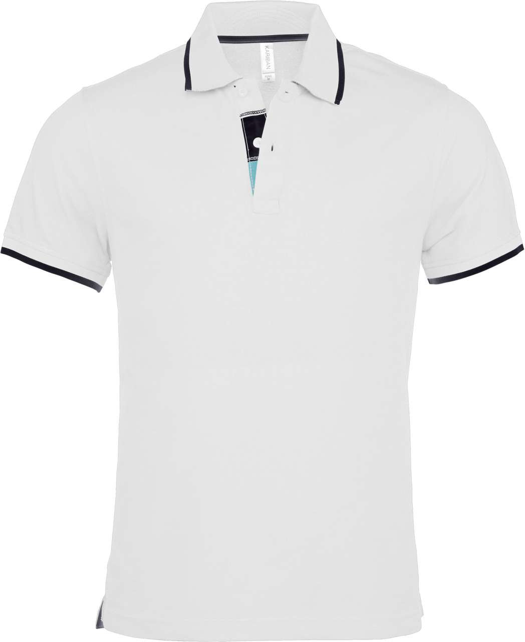 MEN'S SHORT-SLEEVED POLO SHIRT - White/Navy - Main