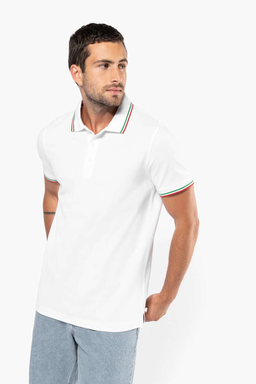 MEN'S SHORT-SLEEVED POLO SHIRT - Black/Light Grey/White - Additional