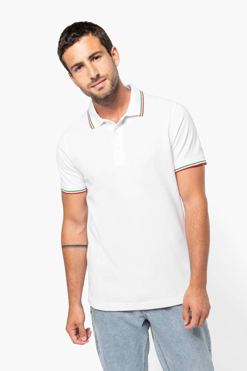 MEN'S SHORT-SLEEVED POLO SHIRT - Black/Light Grey/White - Model