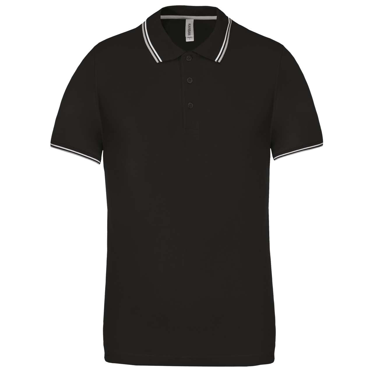 MEN'S SHORT-SLEEVED POLO SHIRT - Black/Light Grey/White - Main