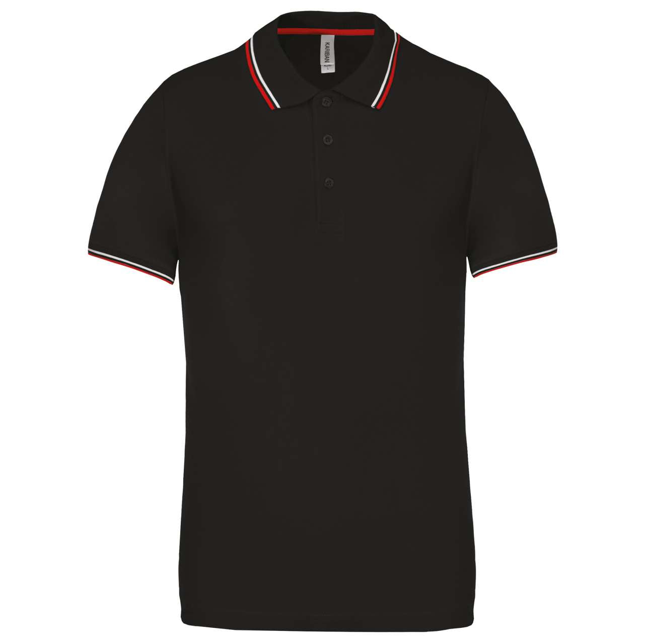 MEN'S SHORT-SLEEVED POLO SHIRT - Black/Red/White - Main