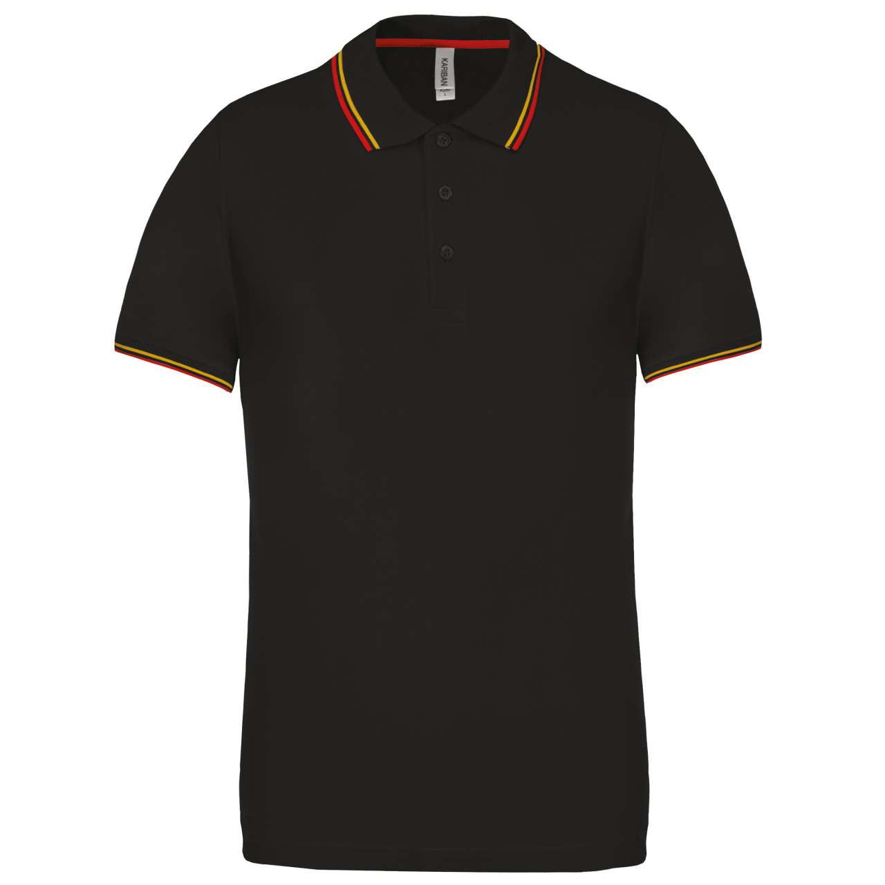 MEN'S SHORT-SLEEVED POLO SHIRT - Black/Red/Yellow - Main