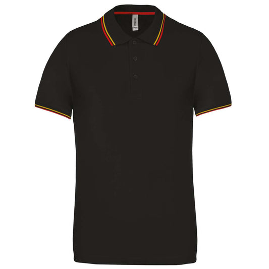 MEN'S SHORT-SLEEVED POLO SHIRT - Black/Red/Yellow - Main