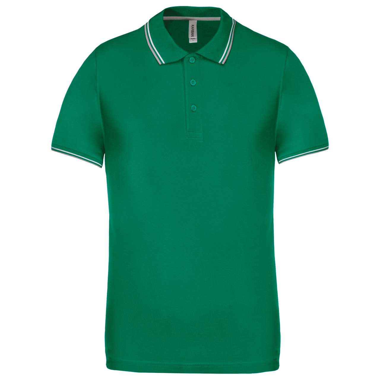 MEN'S SHORT-SLEEVED POLO SHIRT - Kelly Green/Light Grey/White - Main