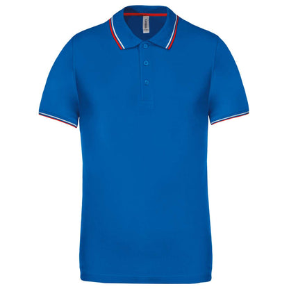 MEN'S SHORT-SLEEVED POLO SHIRT - Light Royal Blue/Red/White - Main