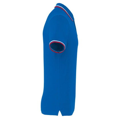 MEN'S SHORT-SLEEVED POLO SHIRT - Light Royal Blue/Red/White - Additional