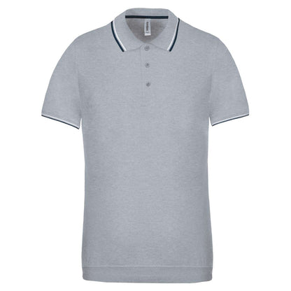 MEN'S SHORT-SLEEVED POLO SHIRT - Oxford Grey/Navy/White - Main