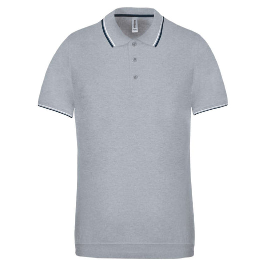 MEN'S SHORT-SLEEVED POLO SHIRT - Oxford Grey/Navy/White - Main