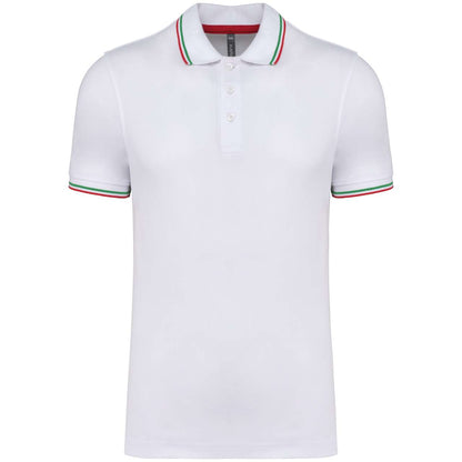 MEN'S SHORT-SLEEVED POLO SHIRT - White/Red/Green - Main